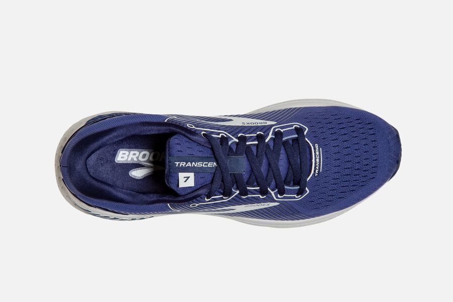 Brooks Israel Transcend 7 Road Running Shoes Mens - Navy/Silver - WDJ-041562